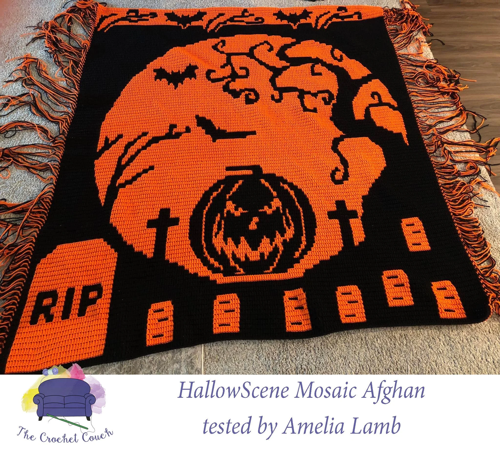 HallowScene Afghan, Mosaic Crochet Pattern